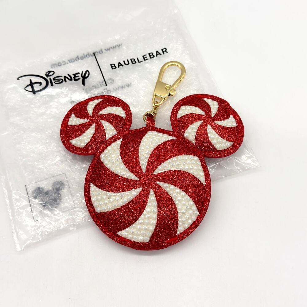 Baublebar Disney Mickey Mouse Candy Cane Peppermint Puff Bag Charm NEW